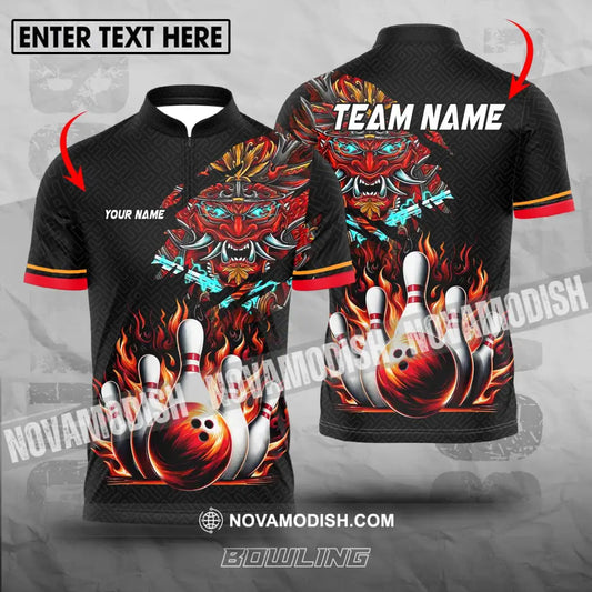 Unisex Shirt - Custom Name And Team Name Bowling Shirt Fire Dragon Head T-shirt