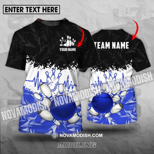 Unisex Shirt - Custom Name And Team Name Shirt Bowling Heartbeat T-shirt