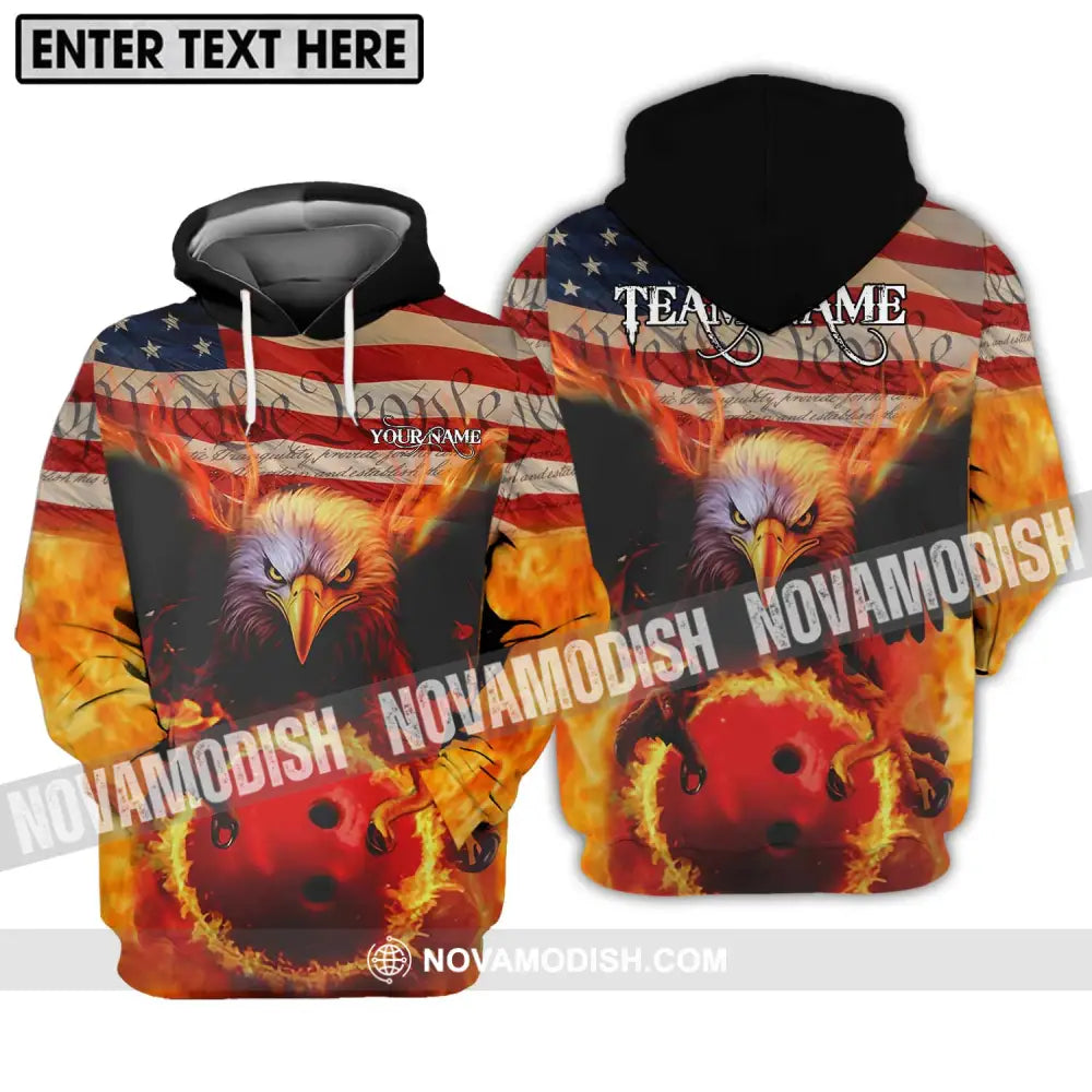 Unisex Shirt - Custom Name And Team Name Bowling Lover Shirt American Eagle Hoodie / S T-shirt