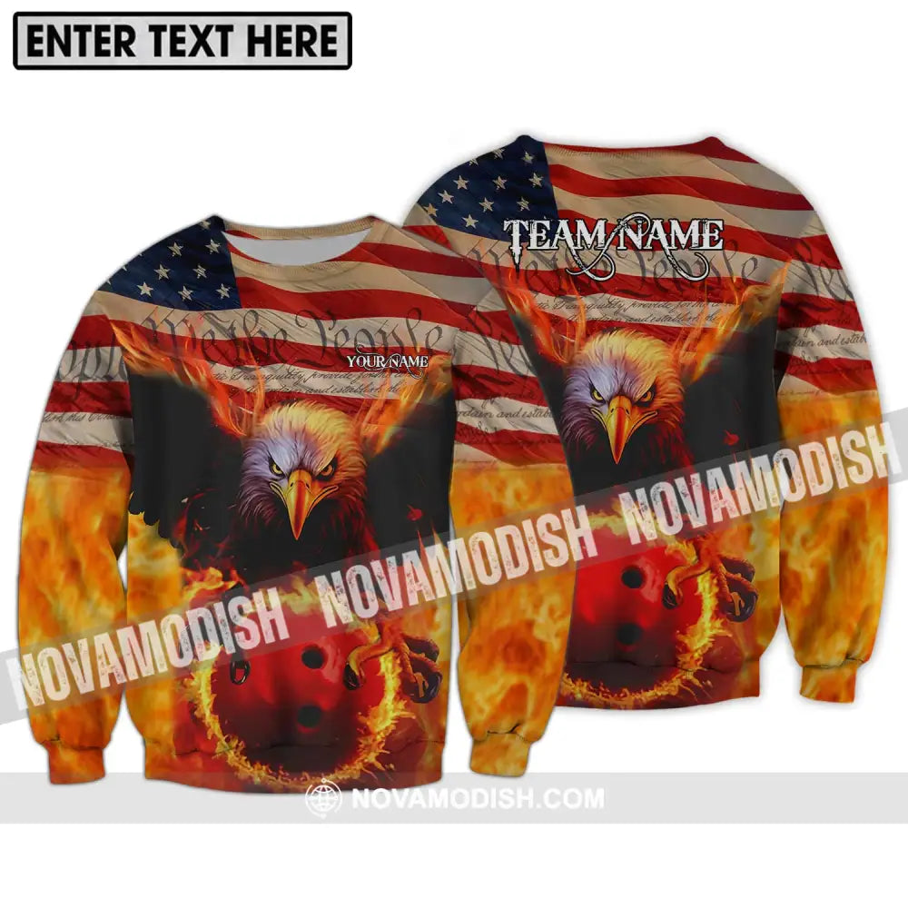 Unisex Shirt - Custom Name And Team Name Bowling Lover Shirt American Eagle Long Sleeve / S T-shirt