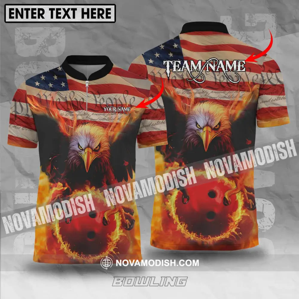 Unisex Shirt - Custom Name And Team Name Bowling Lover Shirt American Eagle T-shirt