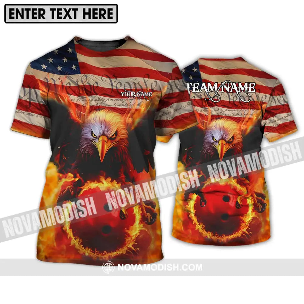 Unisex Shirt - Custom Name And Team Name Bowling Lover Shirt American Eagle T-Shirt / S T-shirt