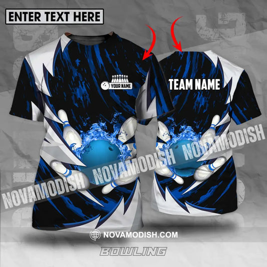 Unisex Shirt - Custom Name And Team Name Bowling Lover Shirt Bowling Dark Blue T-shirt