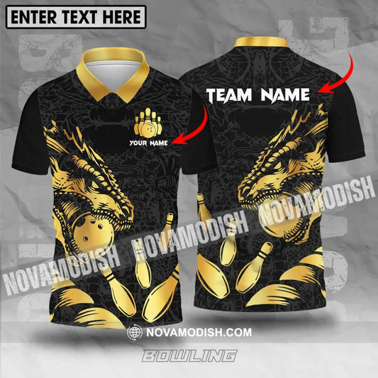 Unisex Shirt - Custom Name And Team Name Bowling Lover Shirt Golden Bowling T-shirt