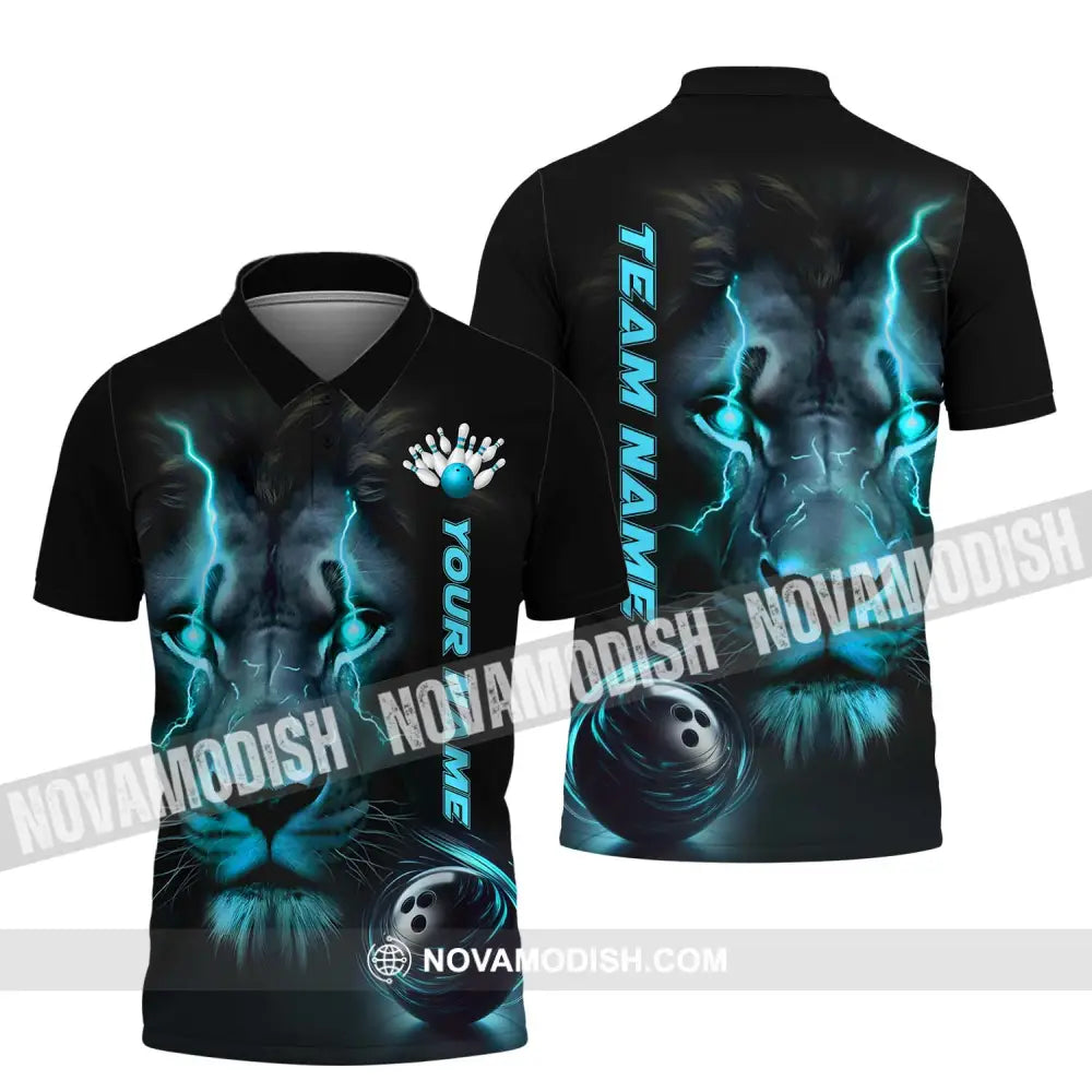 Unisex Shirt - Custom Name And Team Name Bowling Lover Shirt Lion Bowling Polo Shirt / S T-shirt