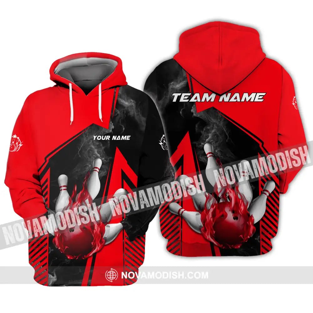 Unisex Shirt - Custom Name And Team Name Bowling Sport Shirt Red Ball Hoodie / S T-shirt