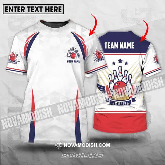 Unisex Shirt - Custom Name And Team Name Bowling Shirt Three Star Bowling Ball T-shirt