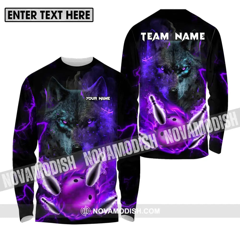 Unisex Shirt - Custom Name And Team Name Shirt Bowling Wolf Long Sleeve Shirt / S T-shirt