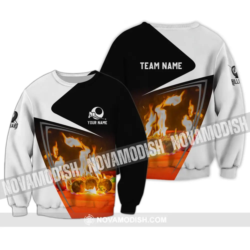 Unisex Shirt - Custom Name And Team Name Shirt - Burning Billiard Long Sleeve / S T-shirt