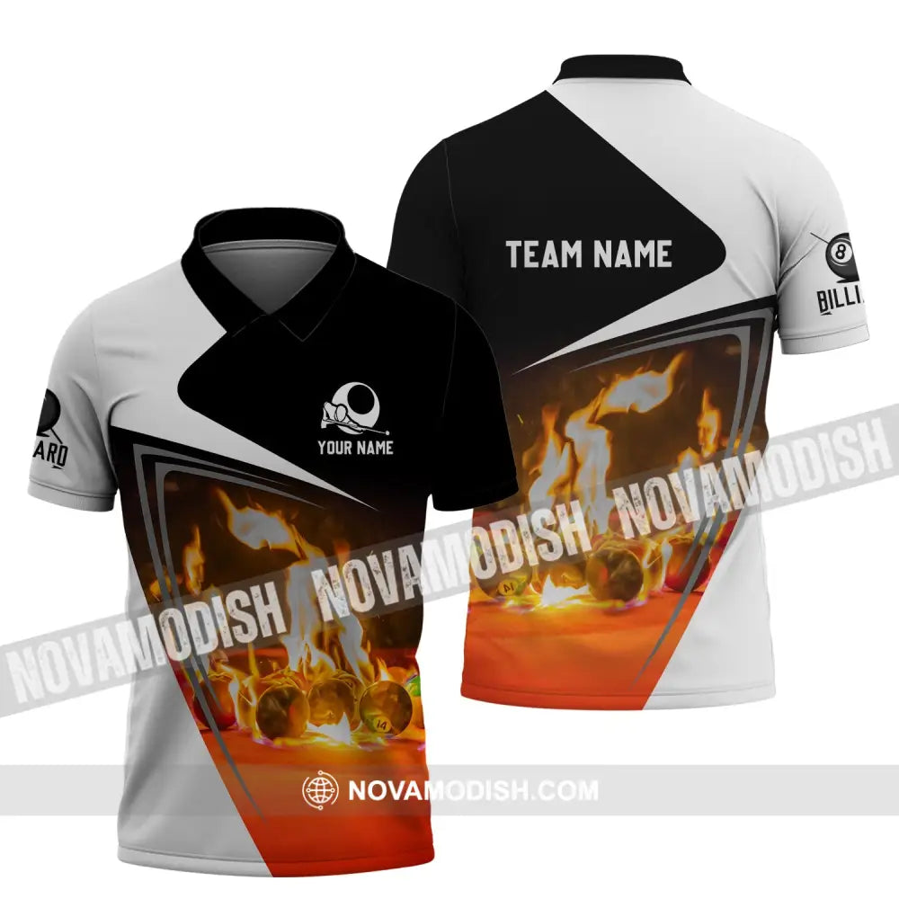 Unisex Shirt - Custom Name And Team Name Shirt - Burning Billiard Polo Shirt / S T-shirt