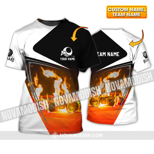 Unisex Shirt - Custom Name And Team Name Shirt - Burning Billiard T-shirt