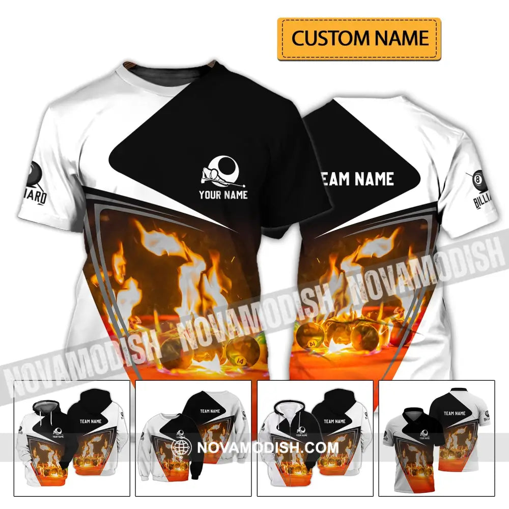 Unisex Shirt - Custom Name And Team Name Shirt - Burning Billiard T-shirt