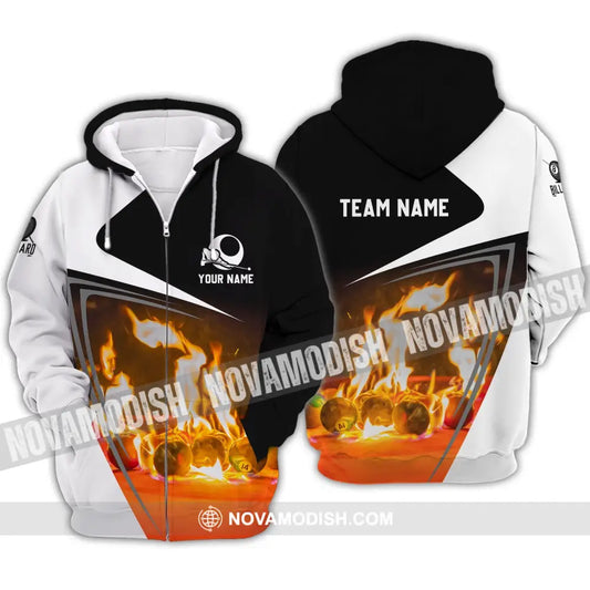 Unisex Shirt - Custom Name And Team Name Shirt - Burning Billiard Zipper Hoodie / S T-shirt