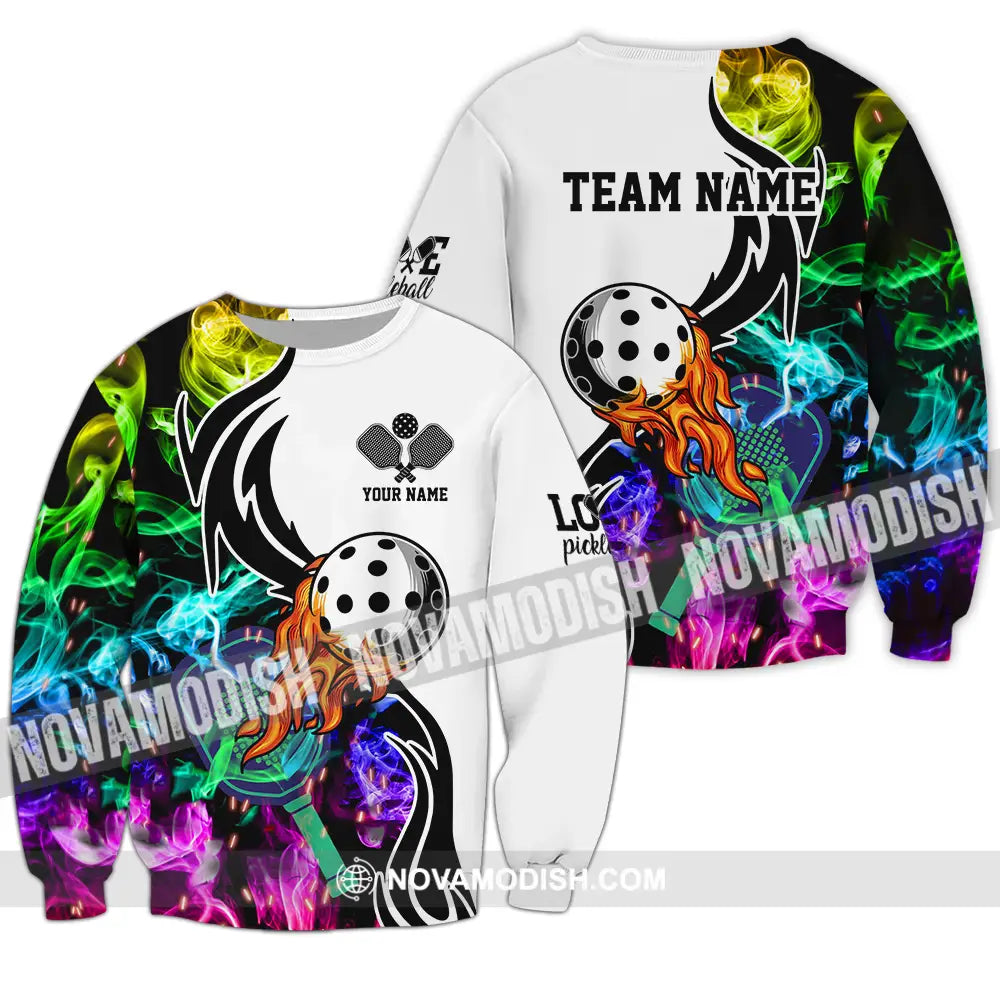 Unisex Shirt - Custom Name And Team Name Shirt Colorful Smoke Pickleball Long Sleeve / S T-shirt