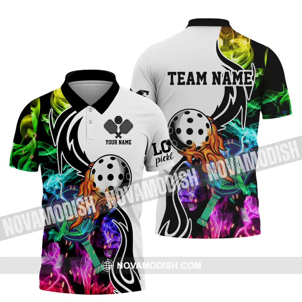 Unisex Shirt - Custom Name And Team Name Shirt Colorful Smoke Pickleball Polo Shirt / S T-shirt