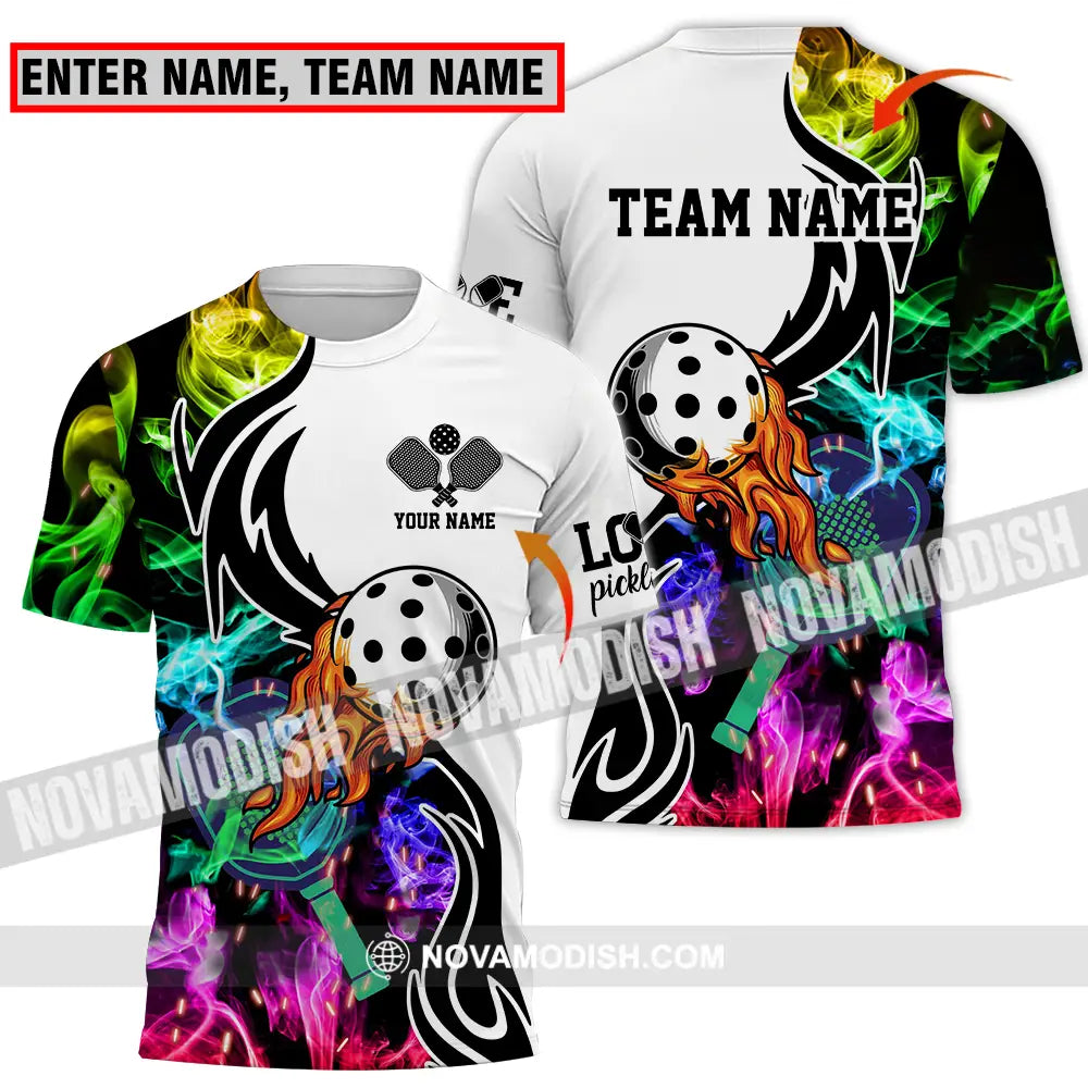 Unisex Shirt - Custom Name And Team Name Shirt Colorful Smoke Pickleball T-shirt