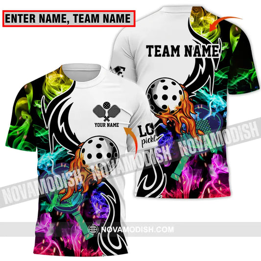 Unisex Shirt - Custom Name And Team Name Shirt Colorful Smoke Pickleball T-shirt