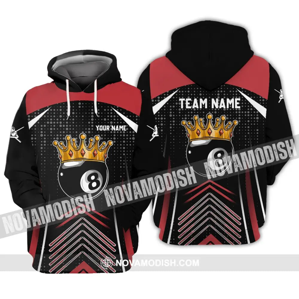 Unisex Shirt - Custom Name And Team Name Shirt - Crown Billiard Ball Number 8 Hoodie / S T-shirt