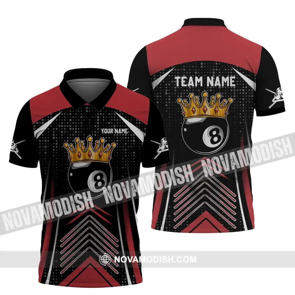Unisex Shirt - Custom Name And Team Name Shirt - Crown Billiard Ball Number 8 Polo Shirt / S T-shirt