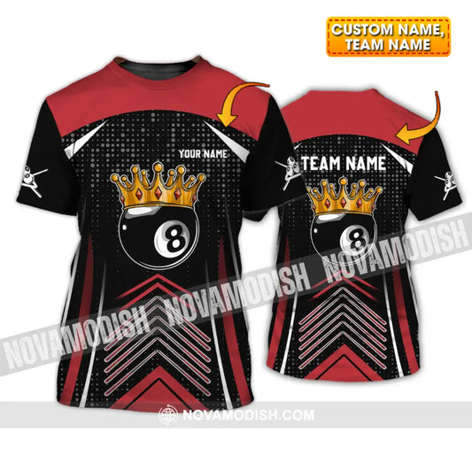 Unisex Shirt - Custom Name And Team Name Shirt - Crown Billiard Ball Number 8 T-shirt