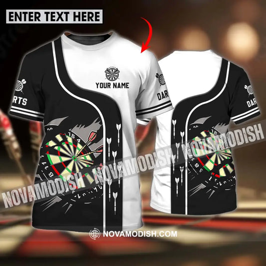 Unisex Shirt - Custom Name And Team Name Darts Shirt Black And White T-shirt