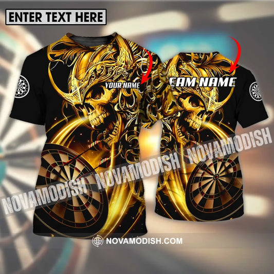 Unisex Shirt - Custom Name And Team Name Darts Shirt Gold Darts T-shirt