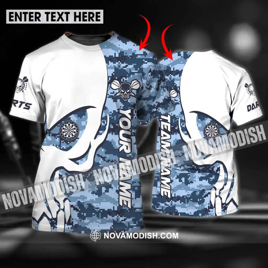 Unisex Shirt - Custom Name And Team Name Darts Shirt Navy Pattern T-shirt