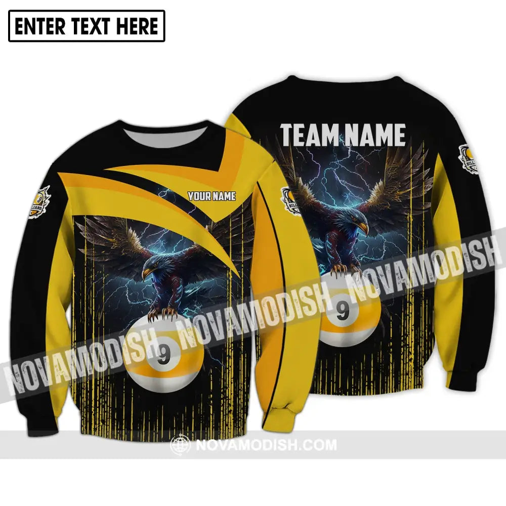 Unisex Shirt - Custom Name And Team Name Shirt - Eagle Billiards - Shirt For Billiard Lover Long Sleeve / S T-shirt