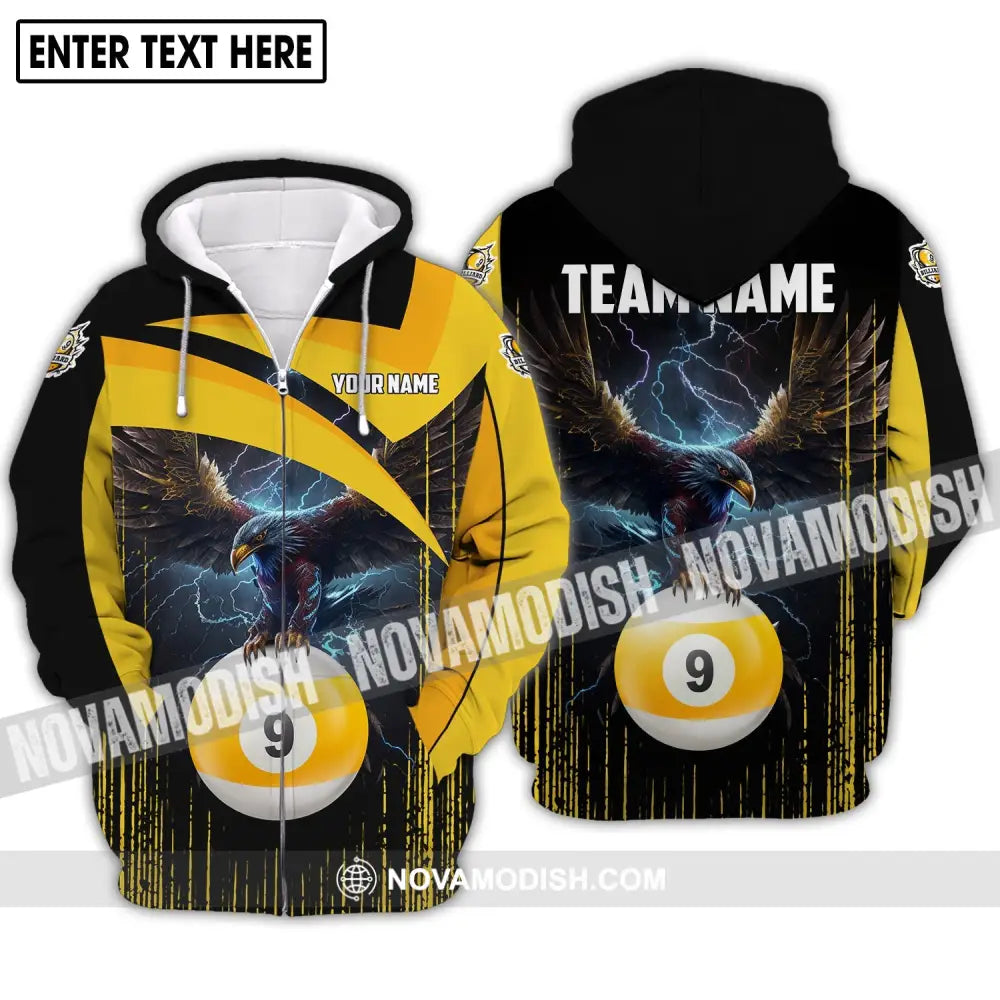 Unisex Shirt - Custom Name And Team Name Shirt - Eagle Billiards - Shirt For Billiard Lover Zipper Hoodie / S T-shirt