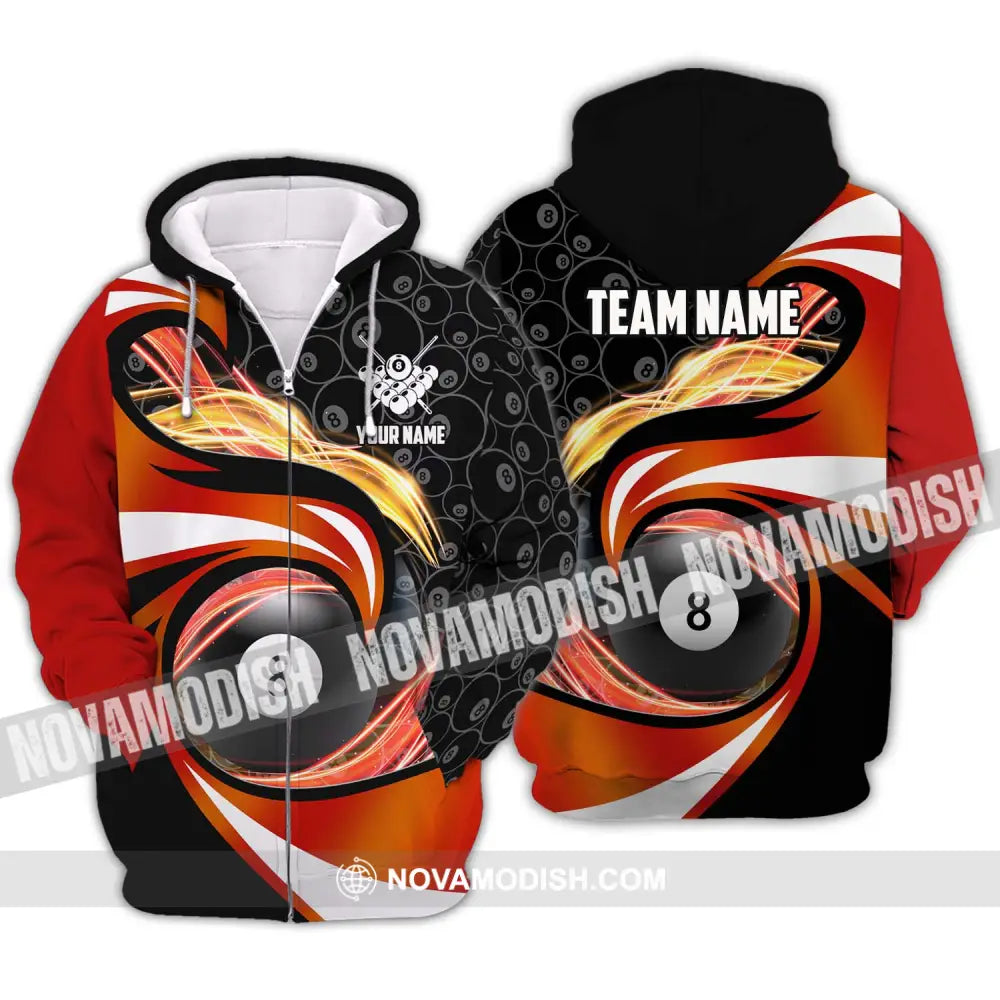 Unisex Shirt - Custom Name And Team Name Shirt Electric Spark Billiard Balls Shirt Zipper Hoodie / S T-shirt