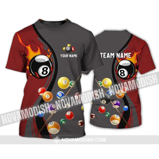 Unisex Shirt - Custom Name And Team Name Shirt - Fire Billiard Ball Shirt For Billiard Lover T-Shirt / S T-shirt