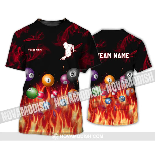 Unisex Shirt - Custom Name And Team Name Shirt - Fire Billiard Ball T-Shirt / S T-shirt