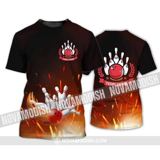Unisex Shirt - Custom Name And Team Name Shirt -Fire Bowling Balls T-Shirt / S T-shirt