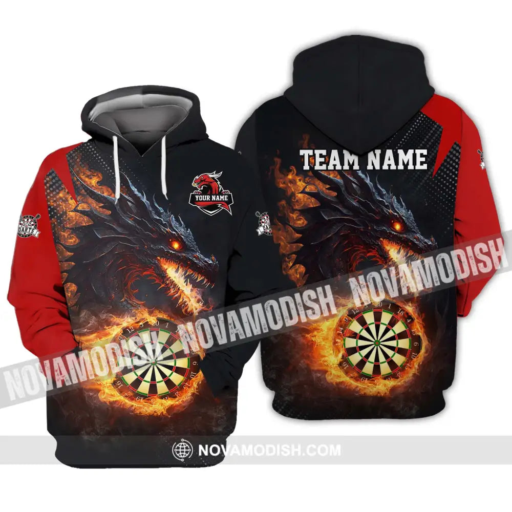 Unisex Shirt - Custom Name And Team Name Shirt Fire Dragon Darts Shirt Hoodie / S T-shirt