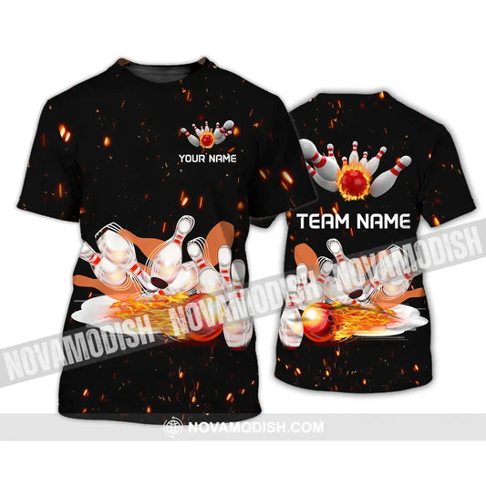 Unisex Shirt - Custom Name And Team Name Shirt - Fire Light Bowling Balls T-Shirt / S T-shirt