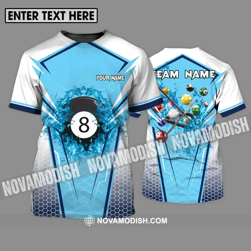 Unisex Shirt - Custom Name And Team Name Shirt For Billiard Lover White And Light Blue T-Shirt / S T-shirt