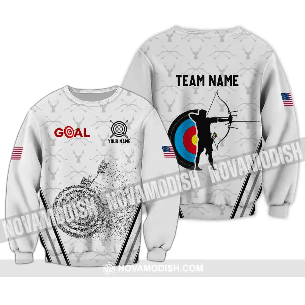 Unisex Shirt - Custom Name And Team Name Shirt - Gold Archery Lover Shirt Long Sleeve / S T-shirt