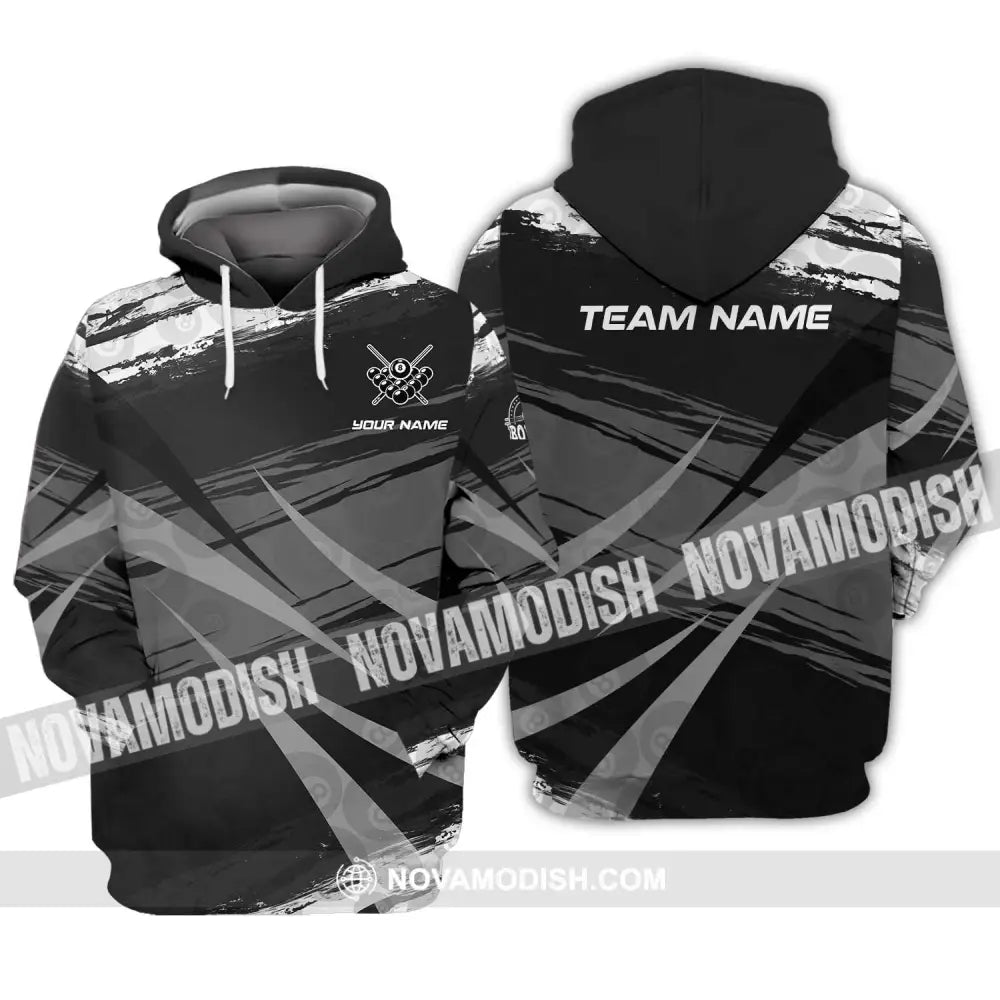 Unisex Shirt - Custom Name And Team Name Shirt Gray Black Scratches Billiard Shirt Hoodie / S T-shirt
