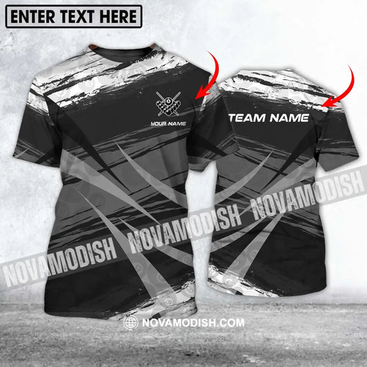 Unisex Shirt - Custom Name And Team Name Shirt Gray Black Scratches Billiard Shirt T-shirt
