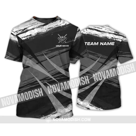 Unisex Shirt - Custom Name And Team Name Shirt Gray Black Scratches Billiard Shirt T-Shirt / S T-shirt