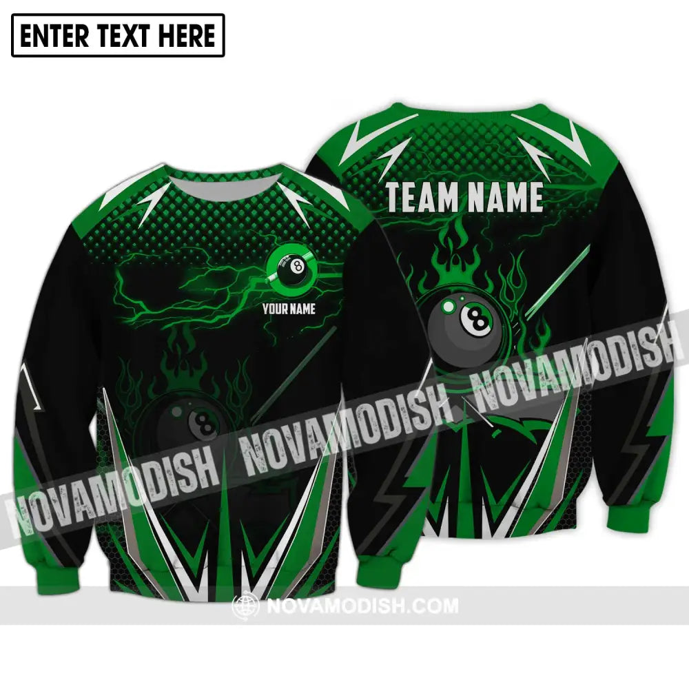 Unisex Shirt - Custom Name And Team Name Shirt Green Poison Billiard Shirt Long Sleeve / S T-shirt