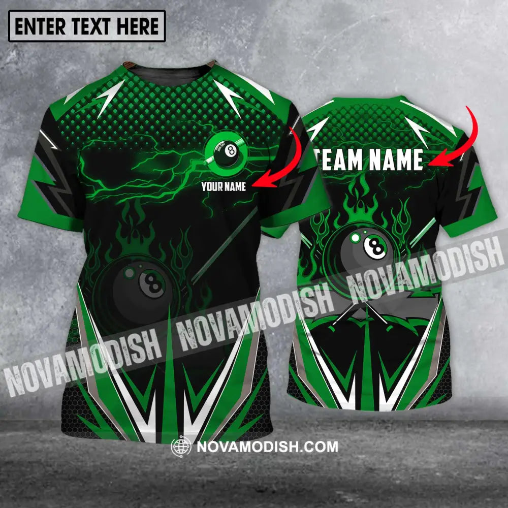 Unisex Shirt - Custom Name And Team Name Shirt Green Poison Billiard Shirt T-shirt