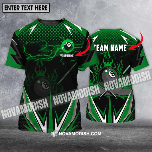Unisex Shirt - Custom Name And Team Name Shirt Green Poison Billiard Shirt T-shirt