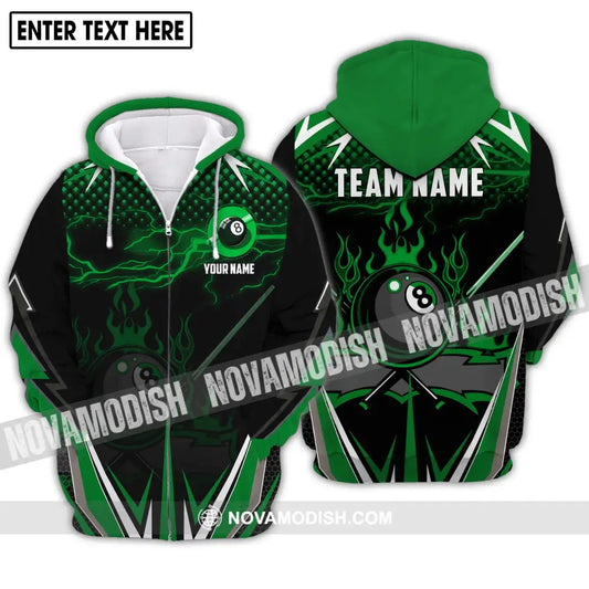 Unisex Shirt - Custom Name And Team Name Shirt Green Poison Billiard Shirt Zipper Hoodie / S T-shirt
