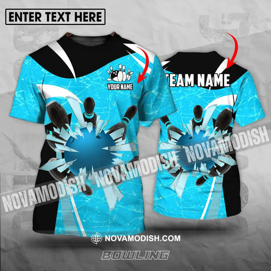 Unisex Shirt - Custom Name And Team Name Shirt Light Blue Pieces Bowling T-shirt