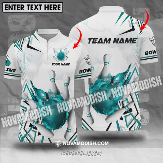 Unisex Shirt - Custom Name And Team Name Shirt Navy Bowling Ball Shirt T-shirt