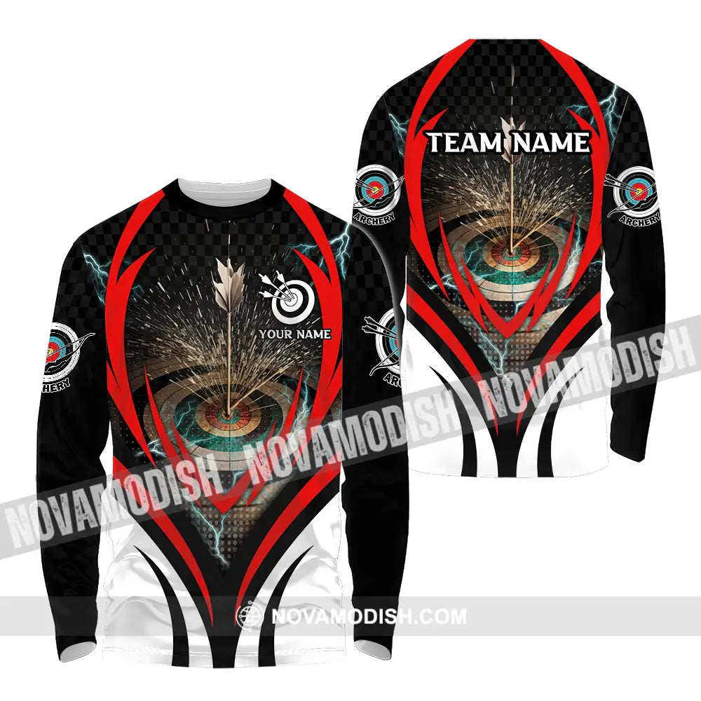 Unisex Shirt - Custom Name And Team Name On Target Archery Shirt Long Sleeve Shirt / S T-shirt