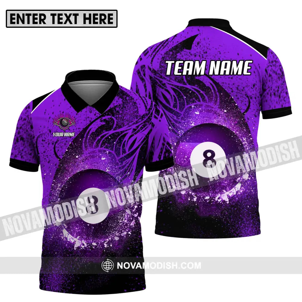 Unisex Shirt - Custom Name And Team Name Shirt Purple Billiard 8 Polo Shirt / S T-shirt
