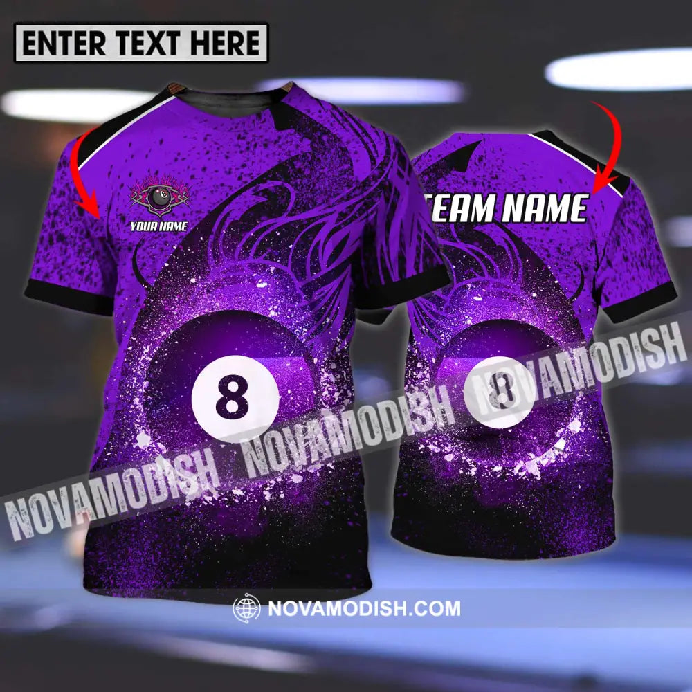 Unisex Shirt - Custom Name And Team Name Shirt Purple Billiard 8 T-shirt