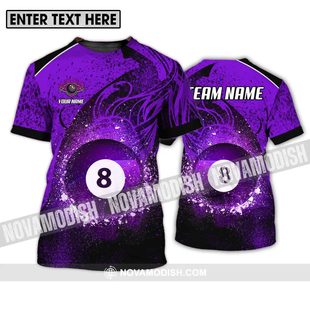 Unisex Shirt - Custom Name And Team Name Shirt Purple Billiard 8 T-Shirt / S T-shirt